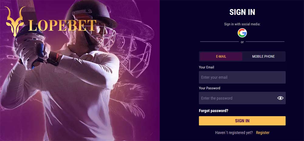 Lopebet casino login page