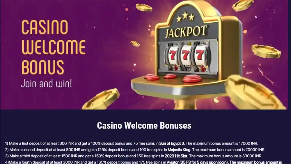 Promotional banner for the welcome gift offered to new casino players